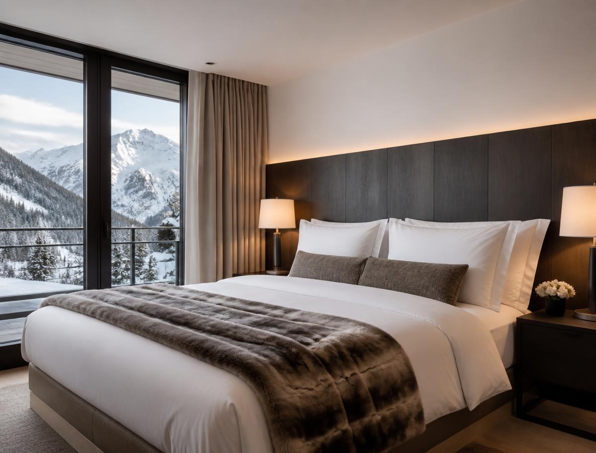 Chambre d'un appartement de montagne